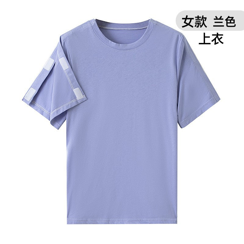 Summer patient care clothing easy to put on and take off hospital gown short sleeve cotton middle-aged and elderly medical clothing fracture clothing wholesale