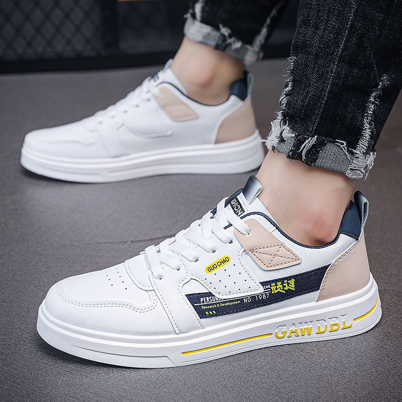 Men's Shoes Korean Style Trendy All-match Trendy Shoes Sports Winter 2023 New White Shoes Skate Shoes Waterproof Casual Leather Shoes