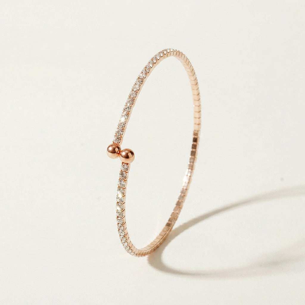 Cross-Border Dropshipping European and American Ins Internet Celebrity Stacked Bracelets, Versatile Rhinestone Bracelets for Daily Use, Fine Ring-Shaped Open Bracelets