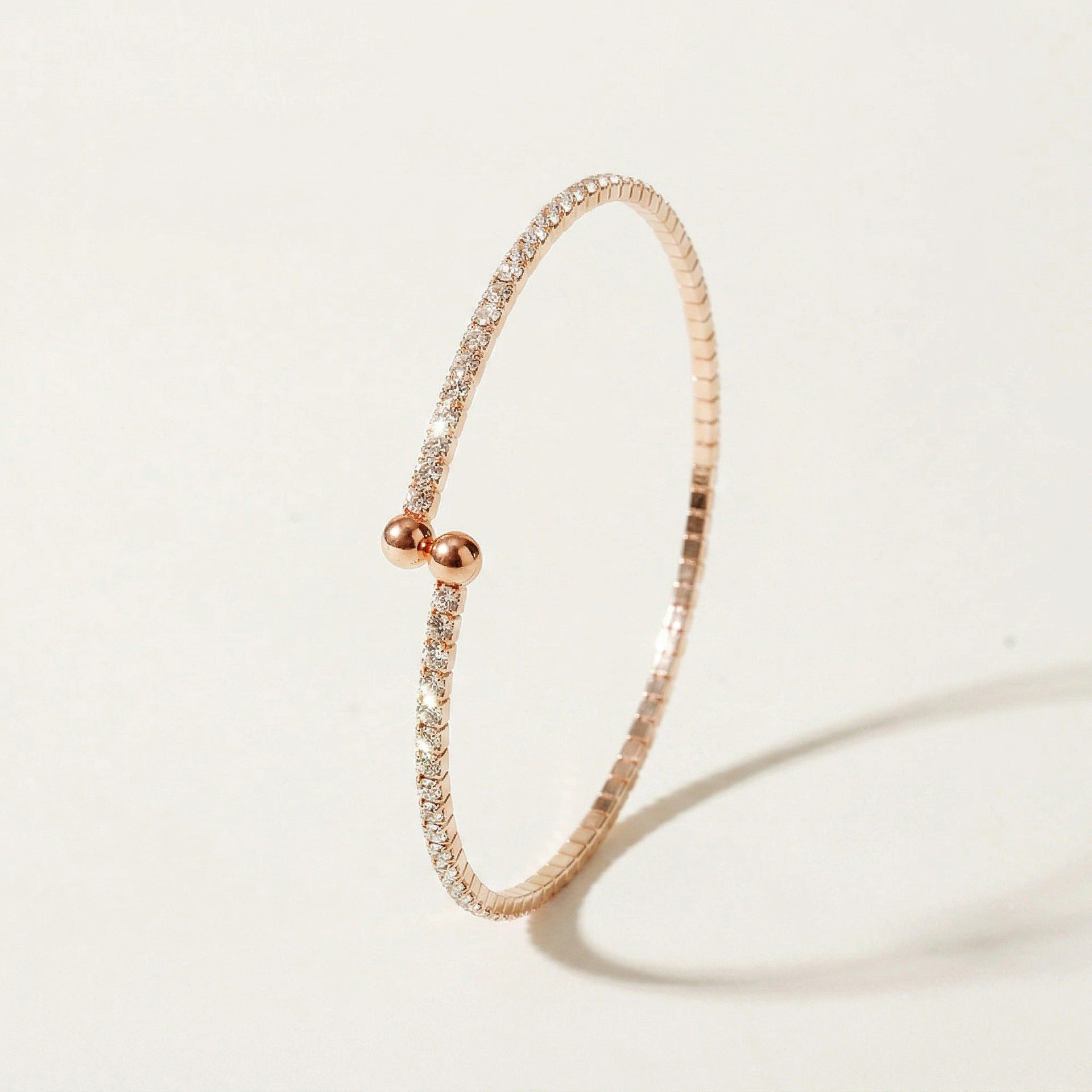 Cross-Border Dropshipping European and American Ins Internet Celebrity Stacked Bracelets, Versatile Rhinestone Bracelets for Daily Use, Fine Ring-Shaped Open Bracelets