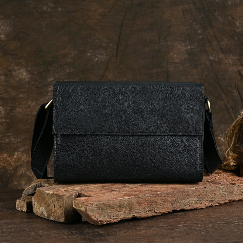 Ancient Trendy Guest Genuine Leather Men's Bag Single Shoulder Crossbody Bag Handmade Cowhide Backpack Simple Small Bag Crazy Horse Leather Men's Bag