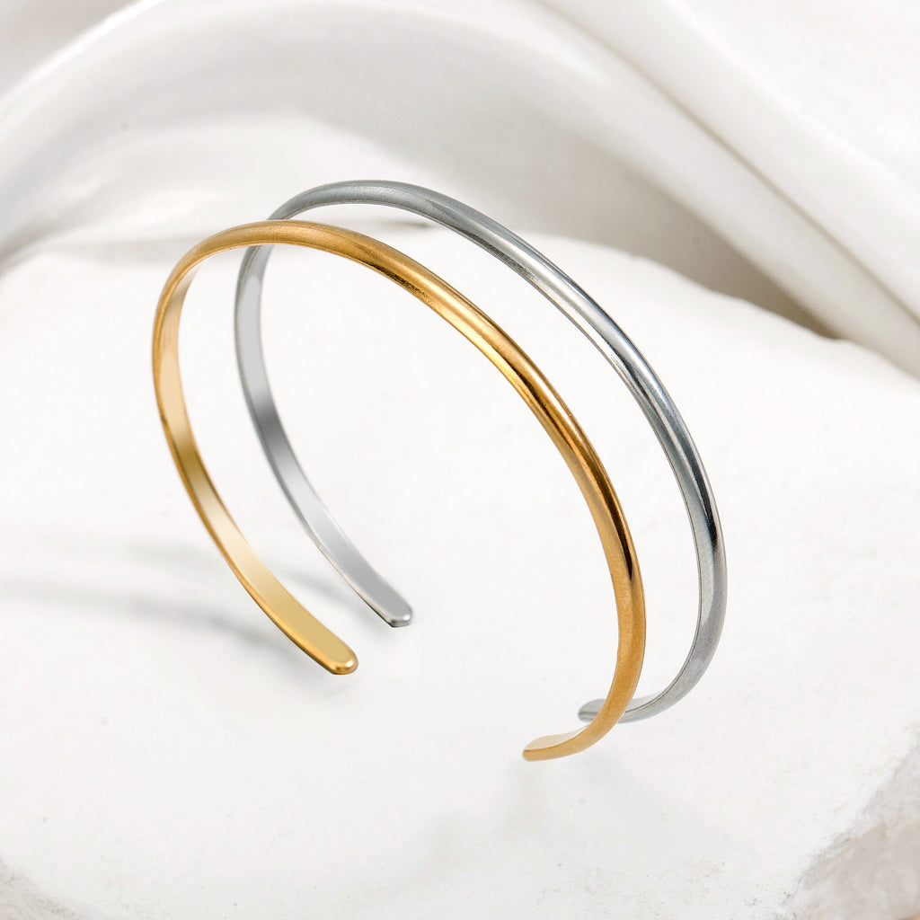 Cross-Border Fashion Personalized Electroplated Non-Fading Women's Bracelet with a Light Luxury and High-End Feel, Open Ring-Shaped Simple Bracelet