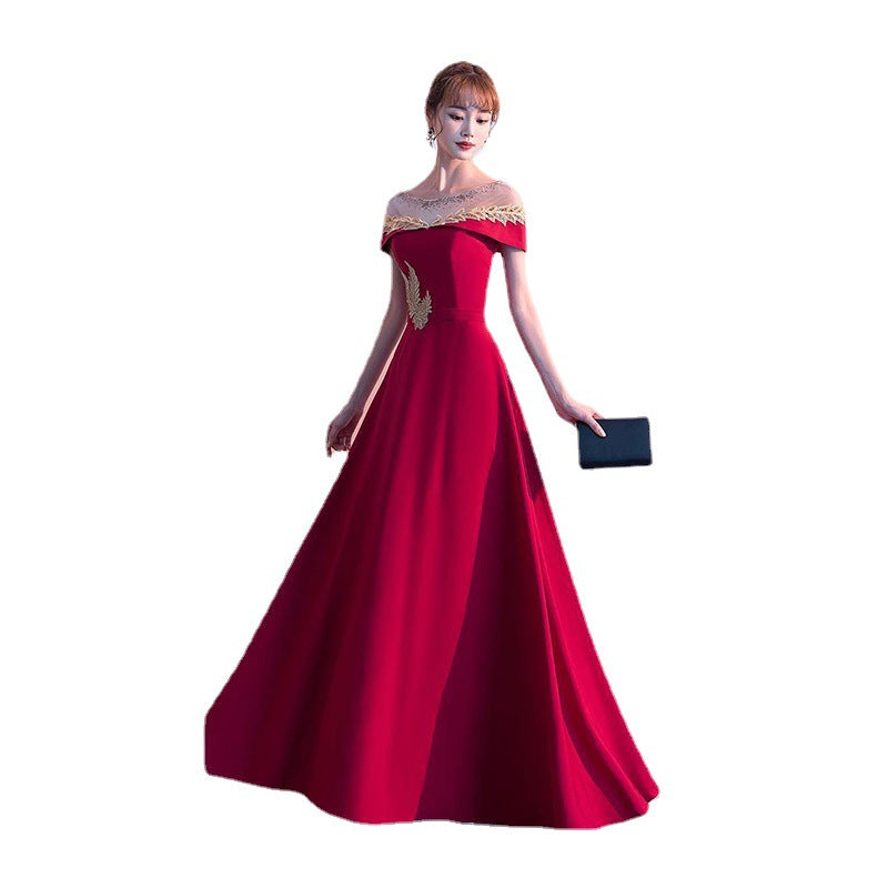 Evening Dress Bride's Toast Dress 2025 Spring Burgundy Homecoming Engagement Petite Wedding Dress Dress for Women