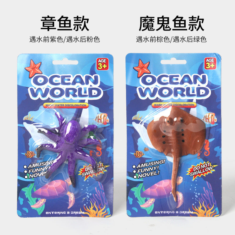 Cross-border new temperature-variable marine animal model meets warm water color change dolphin shark starfish model toy wholesale