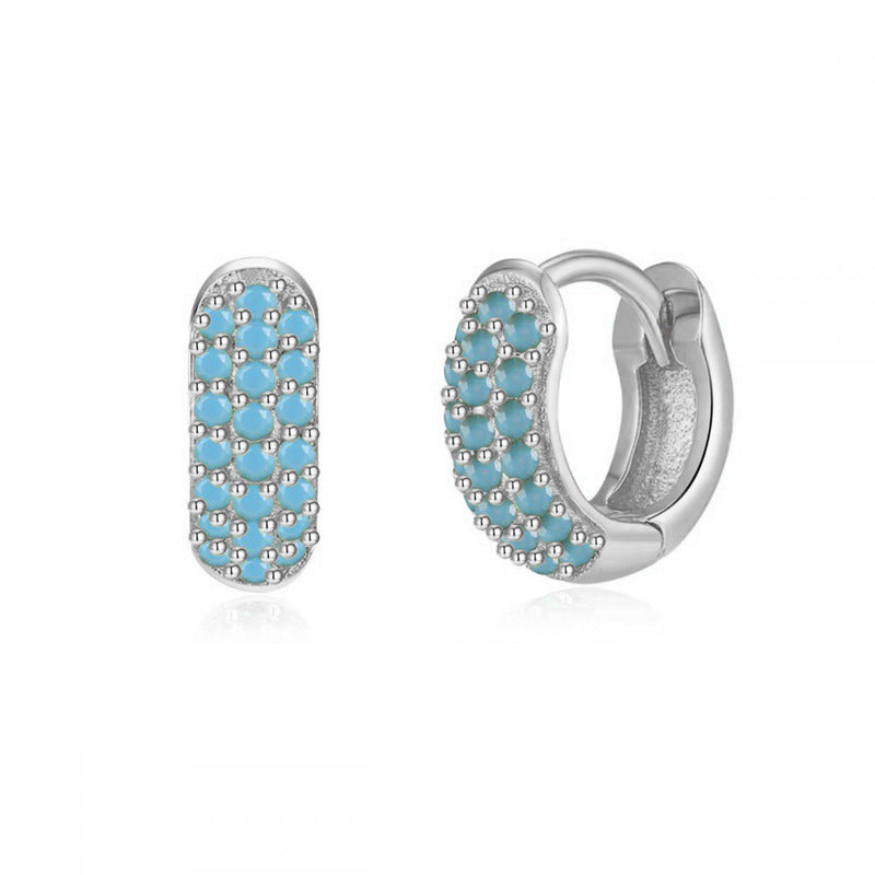 European and American Classic Ins Style Color Zircon Light Luxury Heavy Industry Round Ear Buckle Trendy high quality 24K Gold Plated Earrings