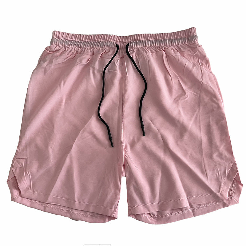 Crazy muscle men's shorts single layer woven quick-drying solid color running fitness sports casual American fifth pants