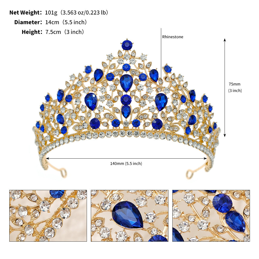 European and American All-match Bride Wedding Hair Accessories Light Luxury Full Diamond Birthday Party Crown Baroque Vintage Rhinestone Crown