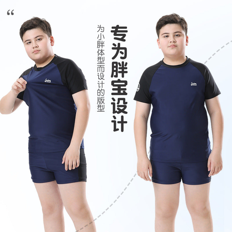 Cross-border Swimwear Children's Swimwear Foreign Trade Big Boys Split Swimwear Plus Fat Loose Quick-drying Fat Children