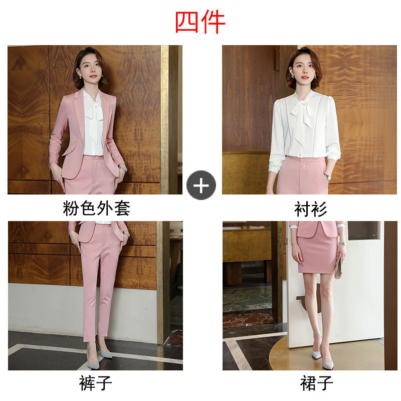 2023 autumn and winter professional style suit female manager professional attire temperament goddess fan sense suit suit pink small suit