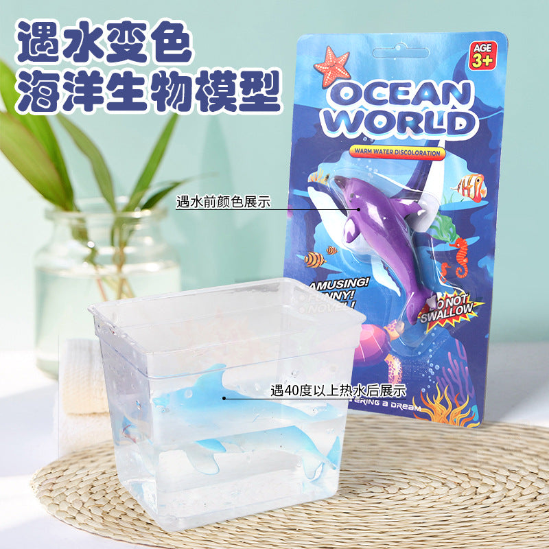 Cross-border new temperature-variable marine animal model meets warm water color change dolphin shark starfish model toy wholesale