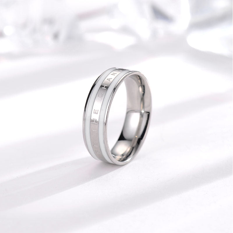 Japanese and Korean dw ring fashion explosion lovers ring 18k rose gold plain ring simple stainless steel ring tide jewelry