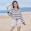 2024 new swimsuit women's split four-piece suit belly covering slimming gathered small chest South Korea ins style Hot Spring