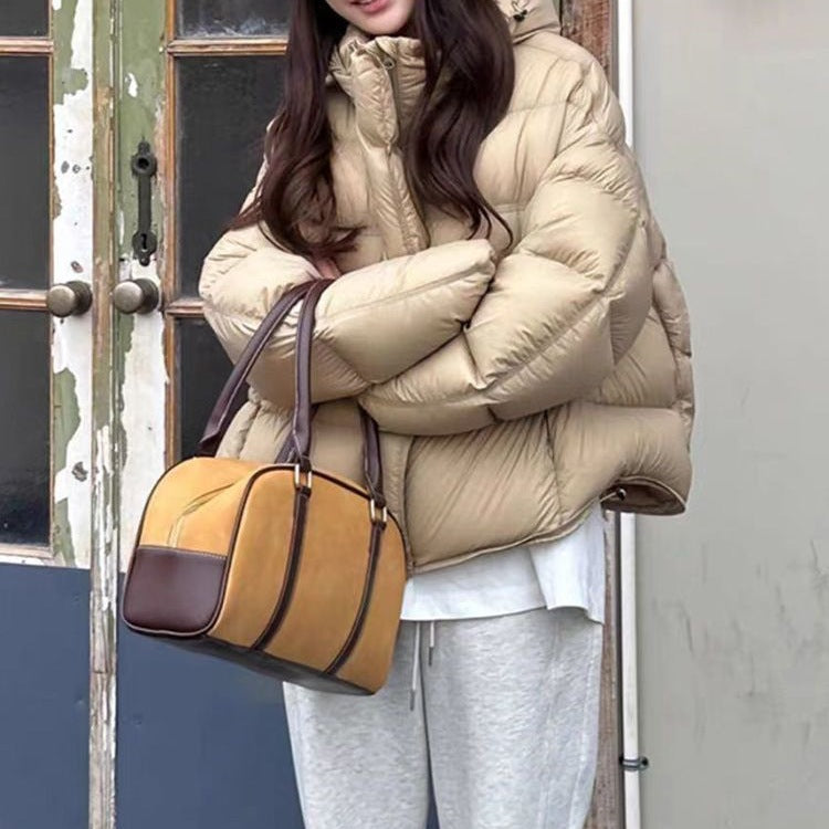 Super Stylish Solid Color Cotton-Padded Jacket for Petite Women, 2026 New Fashion Hooded Cotton Coat Trendy