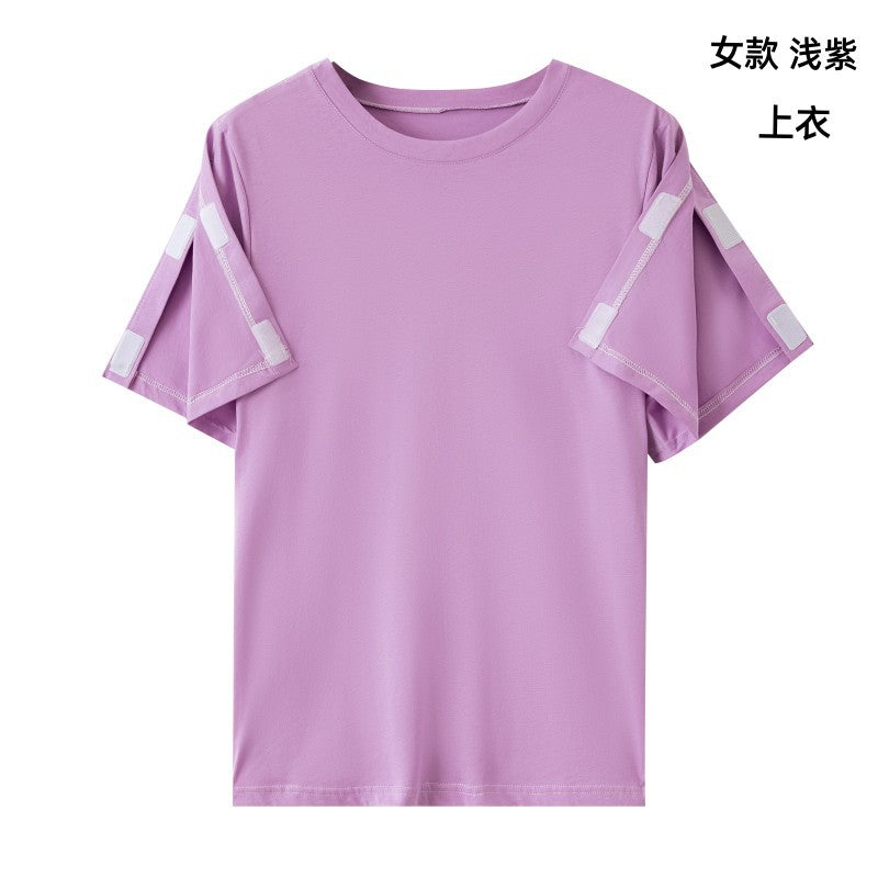 Summer patient care clothing easy to put on and take off hospital gown short sleeve cotton middle-aged and elderly medical clothing fracture clothing wholesale