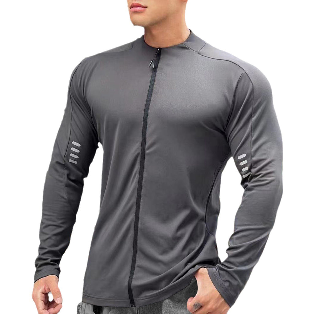 Cross-border New Men's Zipper Long-sleeved Top Training All-match Men's Loose Autumn Sports Long-sleeved T-shirt Breathable Men