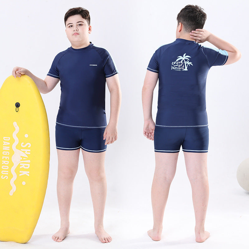 Cross-border Swimwear Children's Swimwear Foreign Trade Big Boys Split Swimwear Plus Fat Loose Quick-drying Fat Children