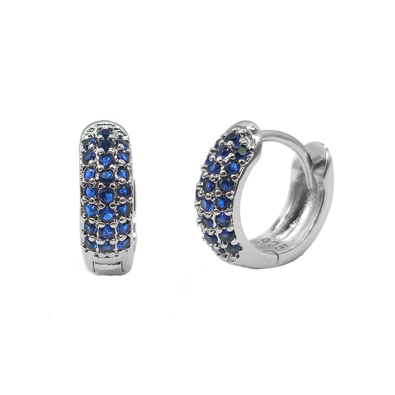 European and American Classic Ins Style Color Zircon Light Luxury Heavy Industry Round Ear Buckle Trendy high quality 24K Gold Plated Earrings