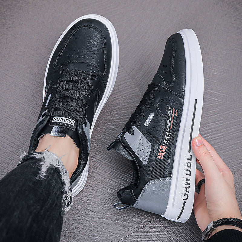 Men's Shoes Korean Style Trendy All-match Trendy Shoes Sports Winter 2023 New White Shoes Skate Shoes Waterproof Casual Leather Shoes