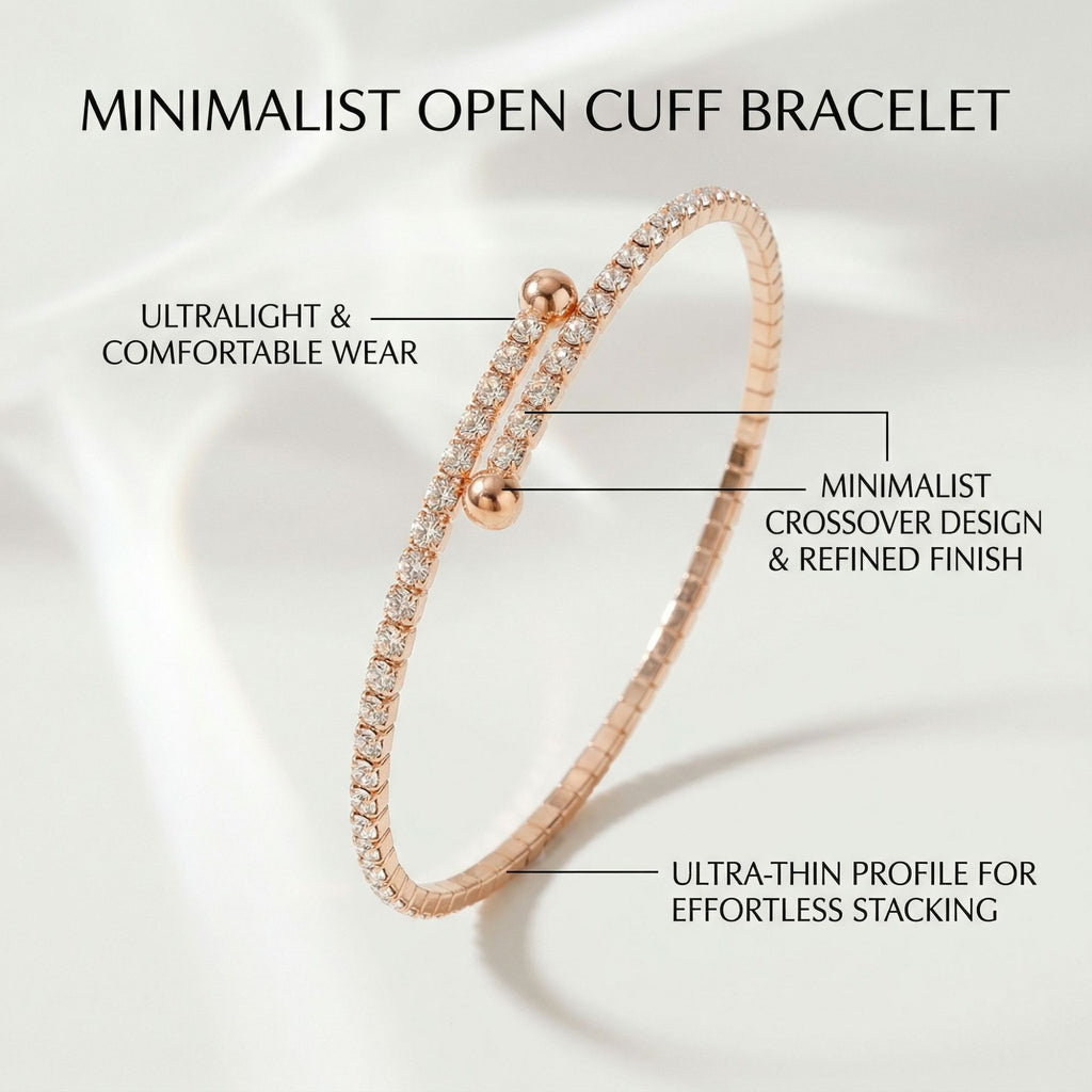 Cross-Border Dropshipping European and American Ins Internet Celebrity Stacked Bracelets, Versatile Rhinestone Bracelets for Daily Use, Fine Ring-Shaped Open Bracelets