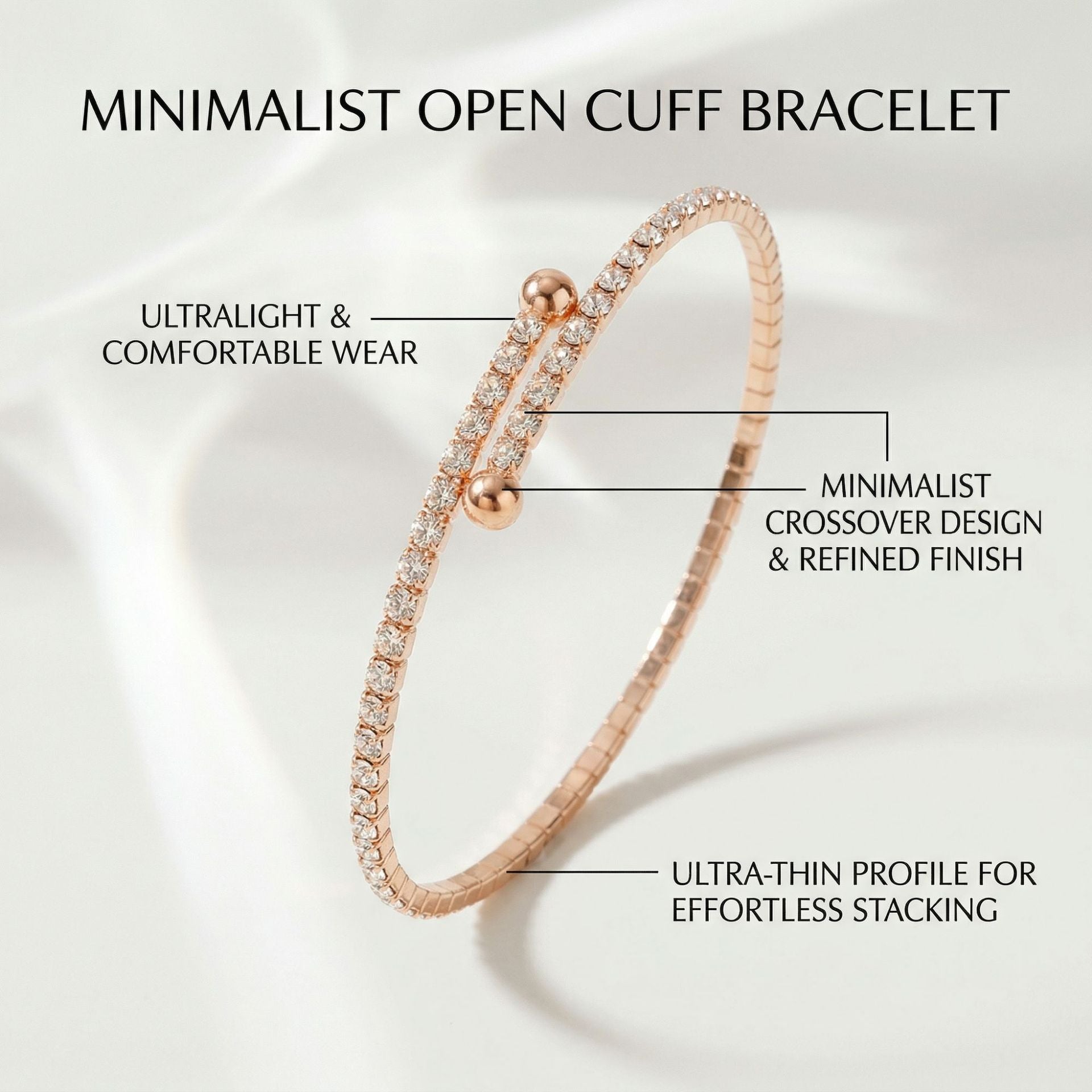 Cross-Border Dropshipping European and American Ins Internet Celebrity Stacked Bracelets, Versatile Rhinestone Bracelets for Daily Use, Fine Ring-Shaped Open Bracelets