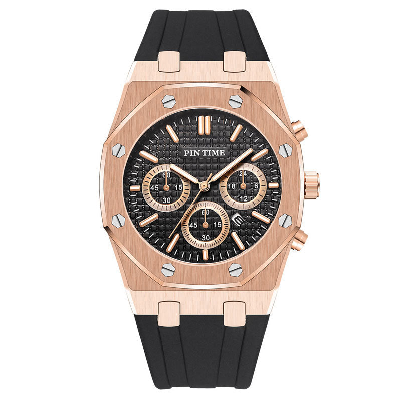 Foreign Trade Products: Men's Watch with Three Dials, Multi-Functional, Sports, Waterproof, Men's Fashion Casual Watch, Cross-Border Hot-Selling Item