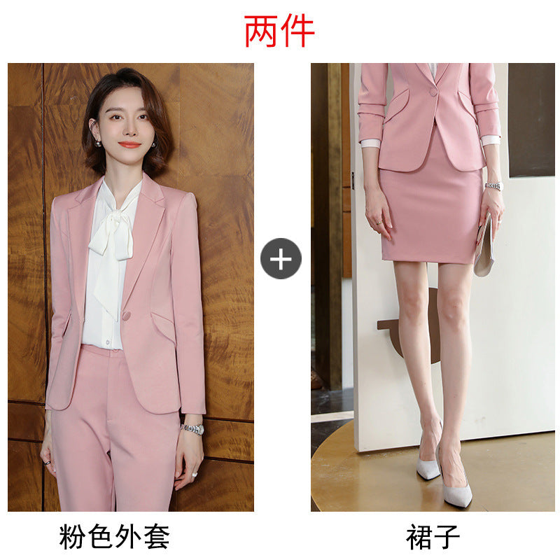 2023 autumn and winter professional style suit female manager professional attire temperament goddess fan sense suit suit pink small suit