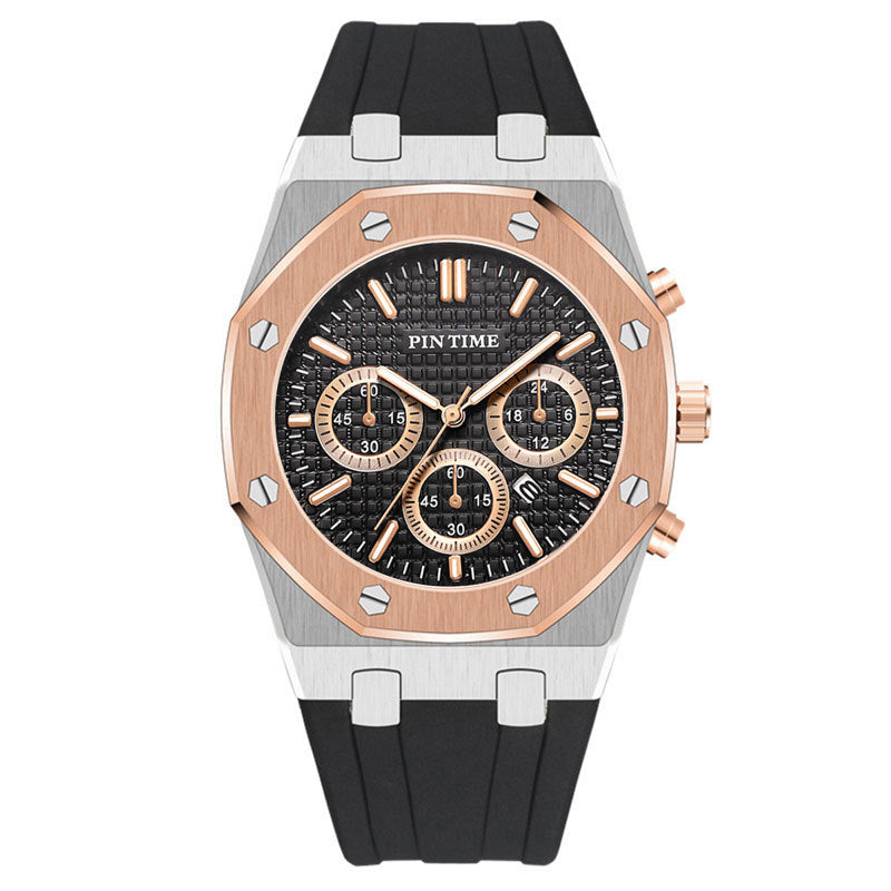Foreign Trade Products: Men's Watch with Three Dials, Multi-Functional, Sports, Waterproof, Men's Fashion Casual Watch, Cross-Border Hot-Selling Item