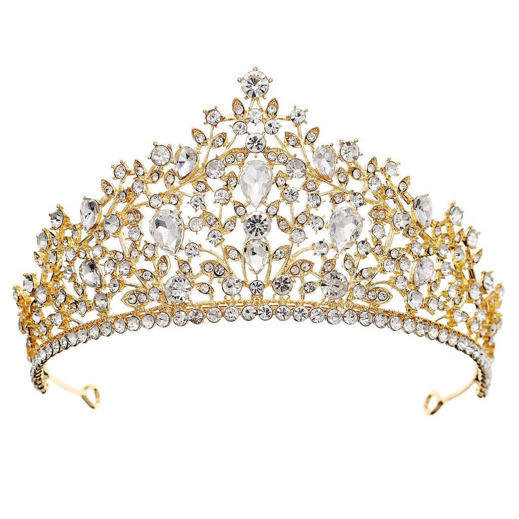 European and American All-match Bride Wedding Hair Accessories Light Luxury Full Diamond Birthday Party Crown Baroque Vintage Rhinestone Crown