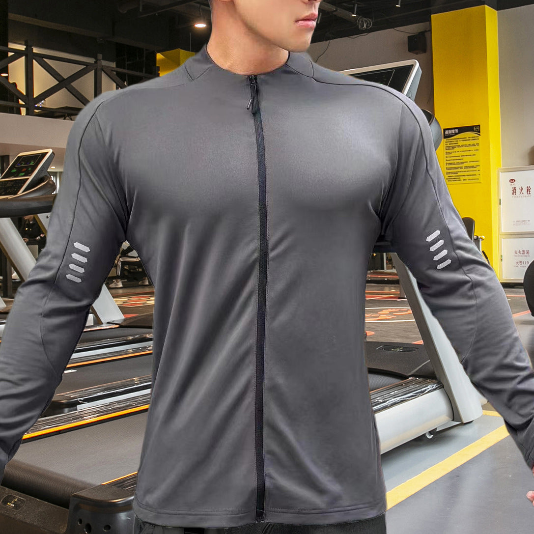 Cross-border New Men's Zipper Long-sleeved Top Training All-match Men's Loose Autumn Sports Long-sleeved T-shirt Breathable Men