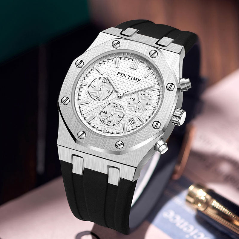 Foreign Trade Products: Men's Watch with Three Dials, Multi-Functional, Sports, Waterproof, Men's Fashion Casual Watch, Cross-Border Hot-Selling Item