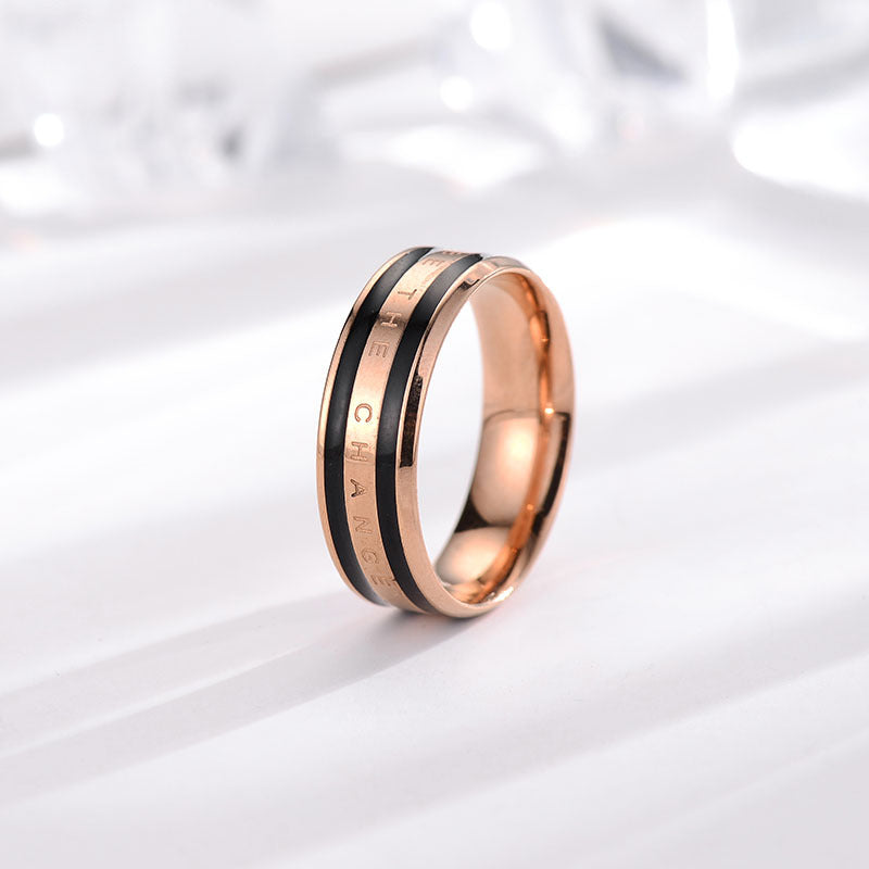 Japanese and Korean dw ring fashion explosion lovers ring 18k rose gold plain ring simple stainless steel ring tide jewelry