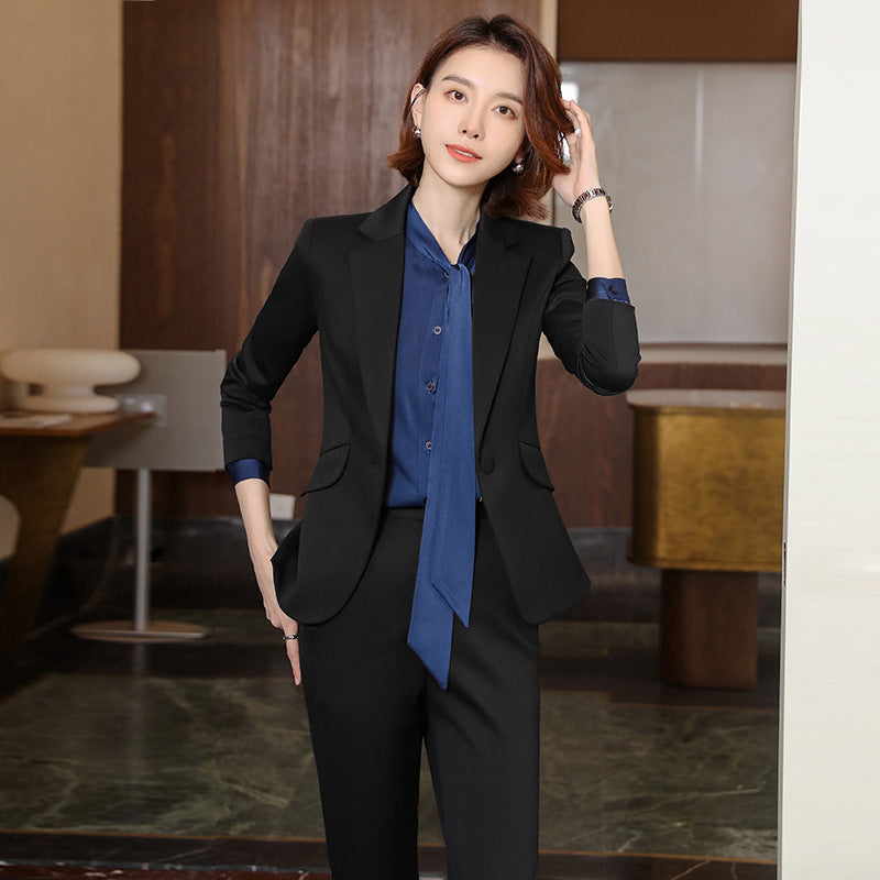 2023 autumn and winter professional style suit female manager professional attire temperament goddess fan sense suit suit pink small suit