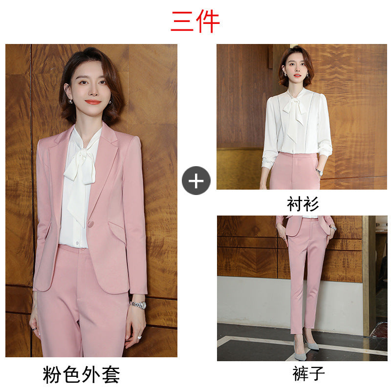 2023 autumn and winter professional style suit female manager professional attire temperament goddess fan sense suit suit pink small suit