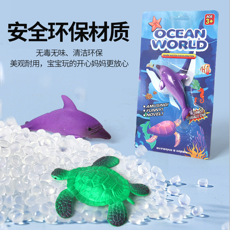 Cross-border new temperature-variable marine animal model meets warm water color change dolphin shark starfish model toy wholesale