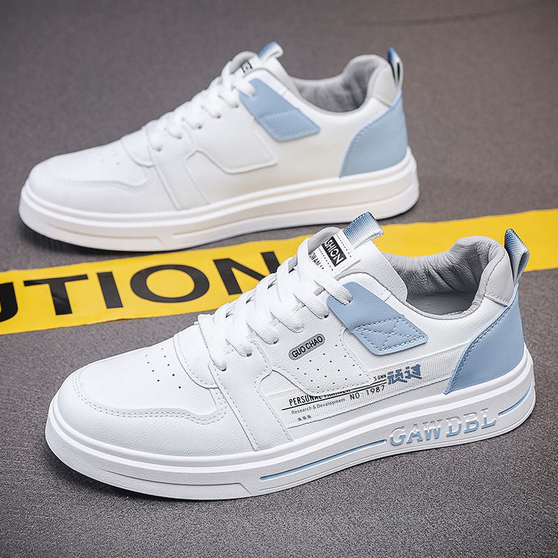 Men's Shoes Korean Style Trendy All-match Trendy Shoes Sports Winter 2023 New White Shoes Skate Shoes Waterproof Casual Leather Shoes