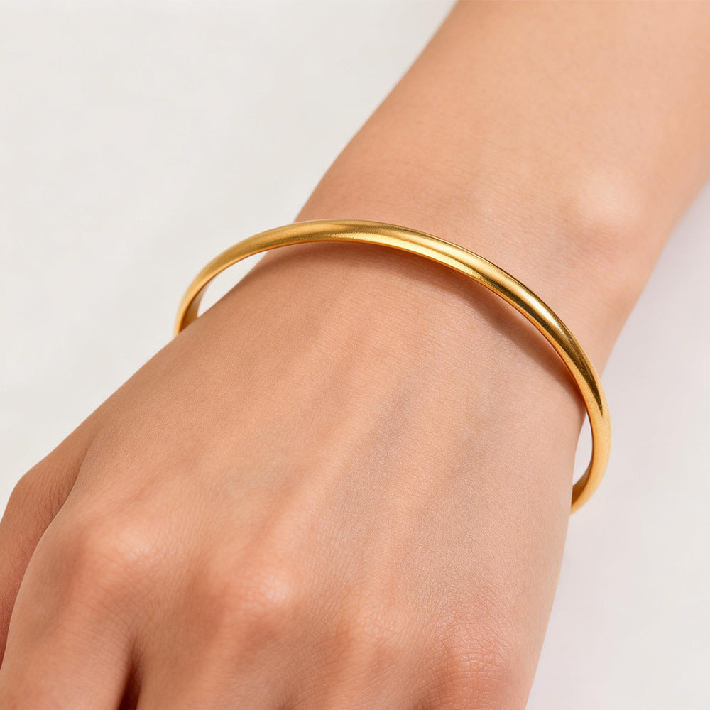 Cross-Border Fashion Personalized Electroplated Non-Fading Women's Bracelet with a Light Luxury and High-End Feel, Open Ring-Shaped Simple Bracelet