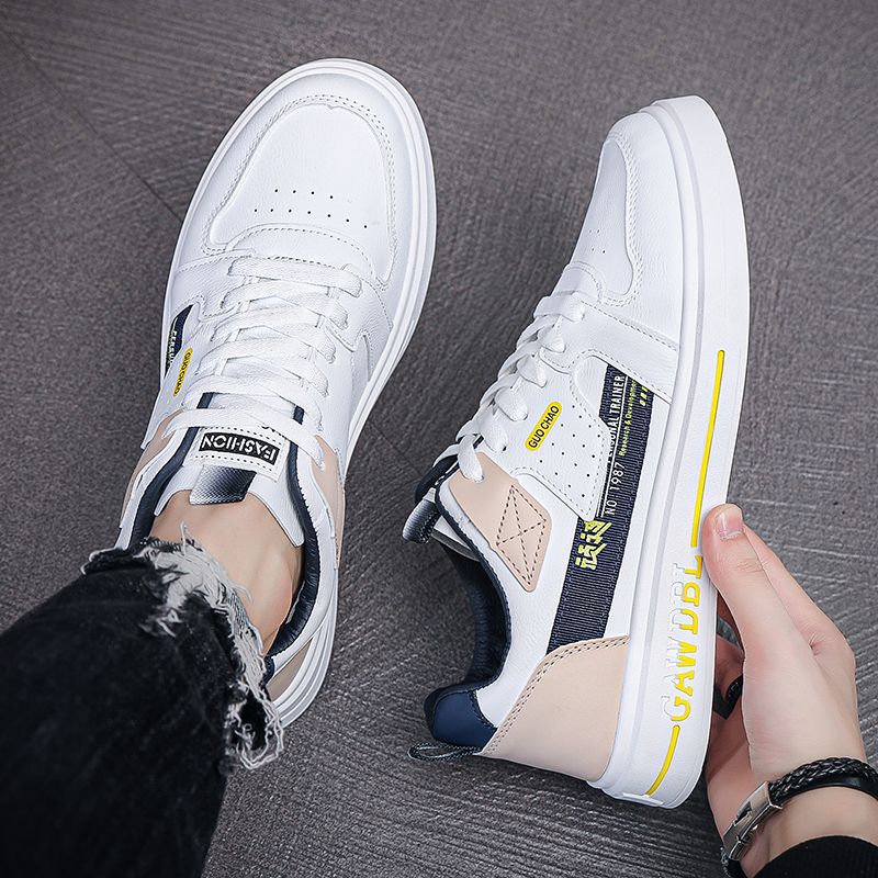 Men's Shoes Korean Style Trendy All-match Trendy Shoes Sports Winter 2023 New White Shoes Skate Shoes Waterproof Casual Leather Shoes
