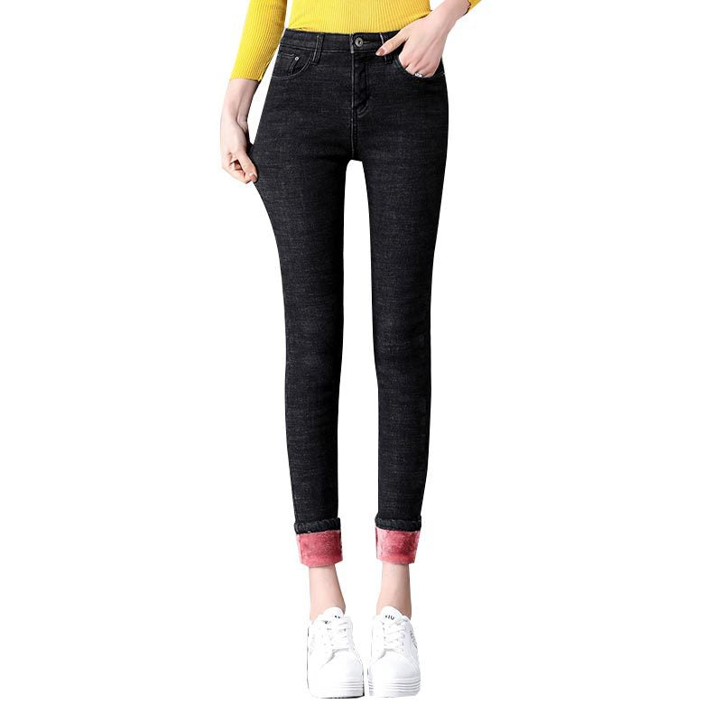 High Waist Jeans Women's Trousers Spring and Autumn 2023 New Winter Fleece-lined Slim-fit Slimming Pencil Pants Thick