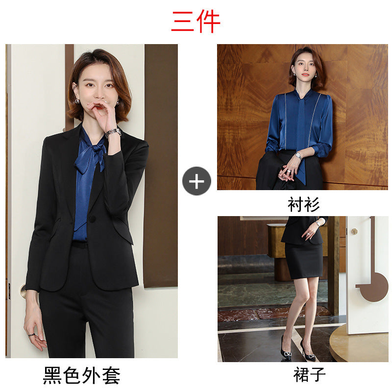 2023 autumn and winter professional style suit female manager professional attire temperament goddess fan sense suit suit pink small suit