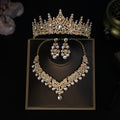 European and American Bride Jewelry Three-piece Suit High-class Dance Wedding Jewelry Alloy Diamond Crown Necklace Earrings suit