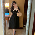 Little Black Dress for Women, 2026 Spring New French Retro Tea Break Hepburn Style Elegant Waist-Slimming Long Dress