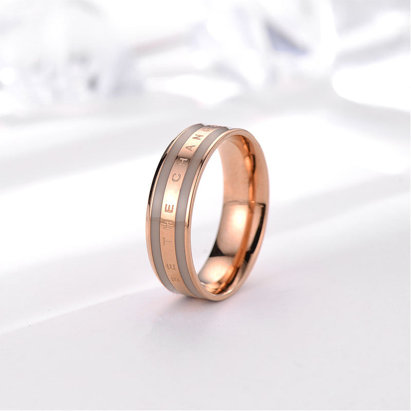 Japanese and Korean dw ring fashion explosion lovers ring 18k rose gold plain ring simple stainless steel ring tide jewelry
