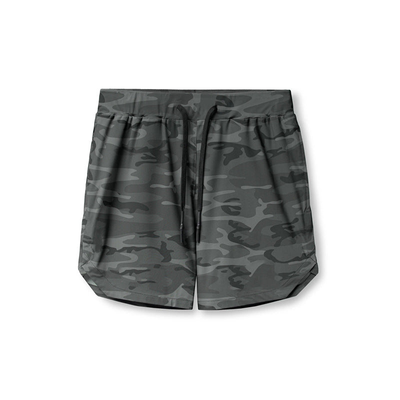 Crazy muscle men's shorts single layer woven quick-drying solid color running fitness sports casual American fifth pants
