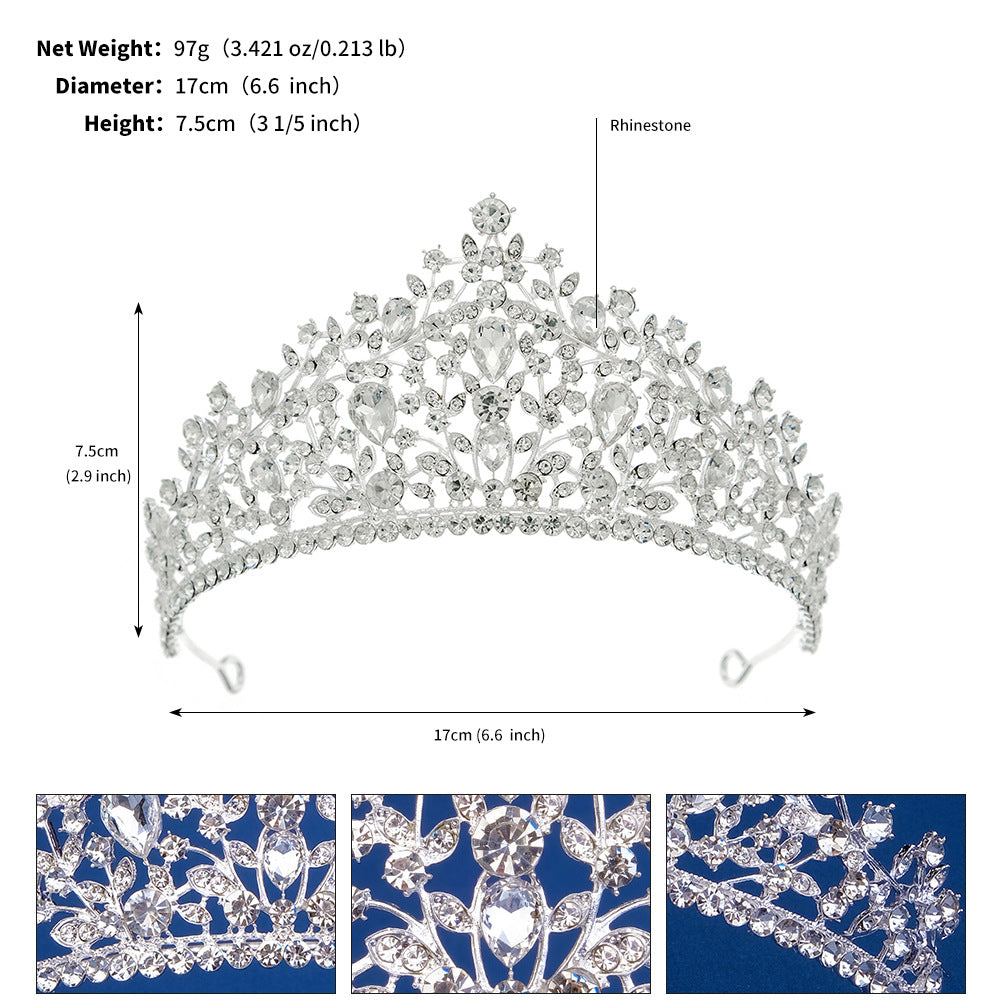 European and American All-match Bride Wedding Hair Accessories Light Luxury Full Diamond Birthday Party Crown Baroque Vintage Rhinestone Crown