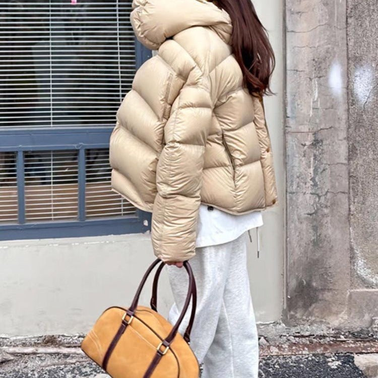 Super Stylish Solid Color Cotton-Padded Jacket for Petite Women, 2026 New Fashion Hooded Cotton Coat Trendy