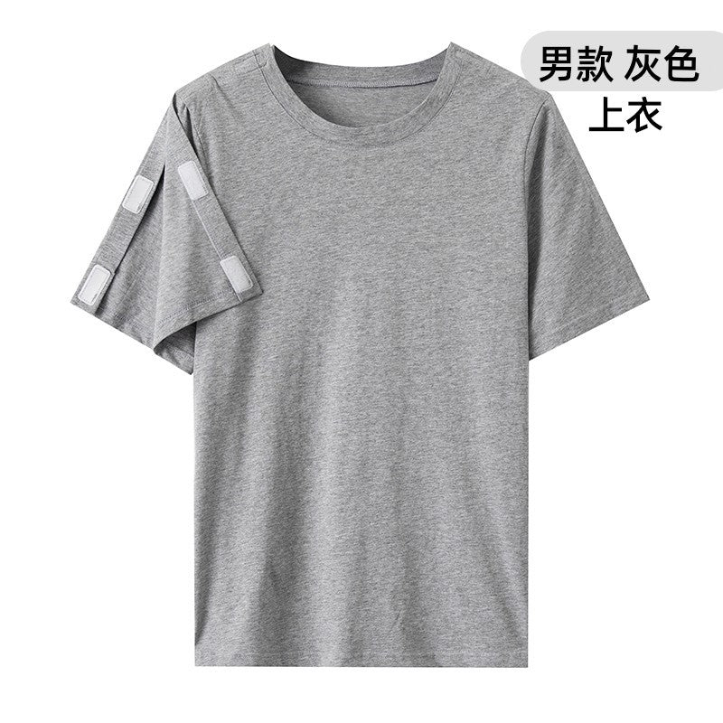 Summer patient care clothing easy to put on and take off hospital gown short sleeve cotton middle-aged and elderly medical clothing fracture clothing wholesale