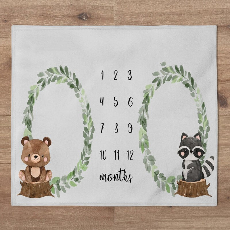 Twins Milestone Photography Blanket Flannel Blanket with Frame Baby Photo Blanket Baby Growth Memorial Blanket