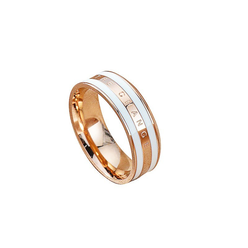 Japanese and Korean dw ring fashion explosion lovers ring 18k rose gold plain ring simple stainless steel ring tide jewelry
