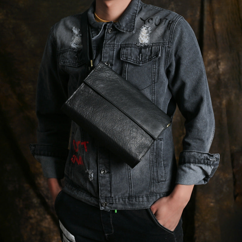 Ancient Trendy Guest Genuine Leather Men's Bag Single Shoulder Crossbody Bag Handmade Cowhide Backpack Simple Small Bag Crazy Horse Leather Men's Bag