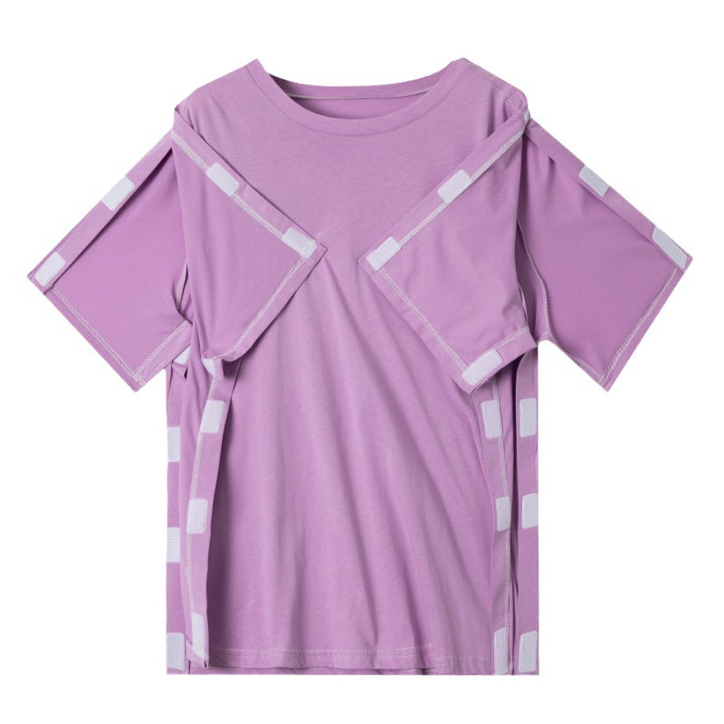 Summer patient care clothing easy to put on and take off hospital gown short sleeve cotton middle-aged and elderly medical clothing fracture clothing wholesale